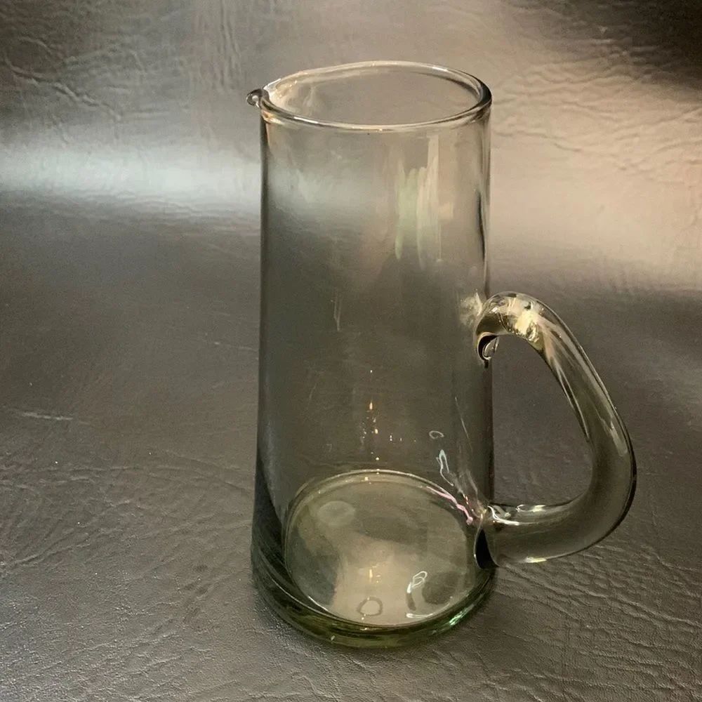 Tinted Clear Glass Pitcher With Spout Handle Milk Cream Juice Cocktails Bar